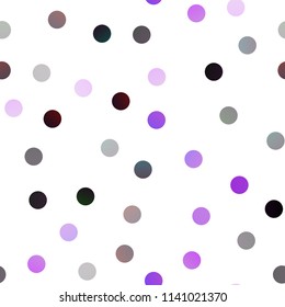 Dark Purple vector seamless cover with spots. Abstract illustration with colored bubbles in nature style. The pattern can be used for ads, leaflets of liquid.