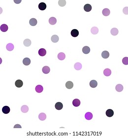 Dark Purple vector seamless cover with spots. Blurred bubbles on abstract background with colorful gradient. Beautiful design for your business natural advert.