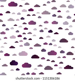 Dark Purple vector seamless cover with clouds. Beautiful illustration with colorful sky, clouds. Design for textile, fabric, wallpapers.