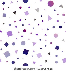 Dark Purple vector seamless cover in polygonal style with circles. Decorative design in abstract style with lines, dots, cubes. Pattern for design of fabric, wallpapers.