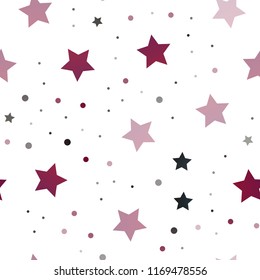 Dark Purple vector seamless cover with small and big stars. Decorative shining illustration with stars on abstract template. The pattern can be used for websites.