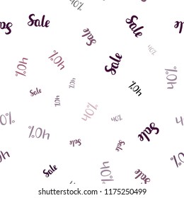 Dark Purple vector seamless cover with symbols of 40 % sales. Shining colorful illustration with isolated selling prices. Backdrop for mega promotions, discounts.