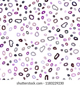 Dark Purple vector seamless cover with circles. Blurred bubbles on abstract backdrop with colorful gradient. Pattern for trendy fabric, wallpapers.