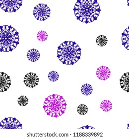 Dark Purple vector seamless cover with beautiful snowflakes. Blurred decorative design in xmas style with snow. Trendy design for wallpaper, fabric makers.