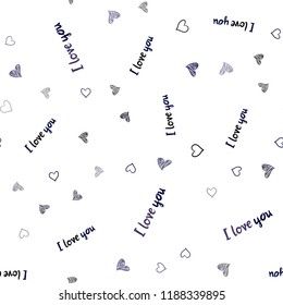 Dark Purple vector seamless cover with Shining hearts. Illustration with hearts in love concept for valentine's day. Pattern can be used for valentine's ad, booklets.