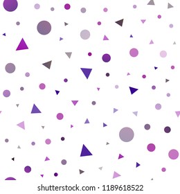 Dark Purple vector seamless cover in polygonal style with circles. Circles, lines on abstract background with colorful gradient. Template for business cards, websites.