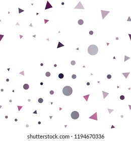 Dark Purple vector seamless cover in polygonal style with circles. Decorative design in abstract style with lines, dots. Design for textile, fabric, wallpapers.