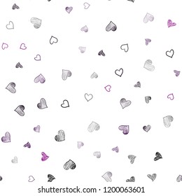 Dark Purple vector seamless cover with Shining hearts. Illustration with hearts in love concept for valentine's day. Pattern for marriage gifts, congratulations.