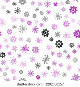 Dark Purple vector seamless cover with beautiful snowflakes. Modern geometrical abstract illustration with crystals of ice. Pattern for design of window blinds, curtains.