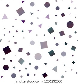 Dark Purple vector seamless cover in polygonal style with circles. Abstract illustration with colorful dots, lines, cubes. Pattern for design of fabric, wallpapers.