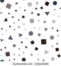Dark Purple vector seamless cover in polygonal style with circles. Abstract illustration with colorful dots, lines, cubes. Design for textile, fabric, wallpapers.