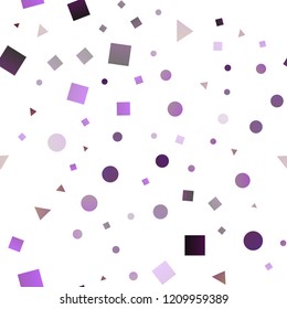 Dark Purple vector seamless cover in polygonal style with circles. Circles, lines, rhombus with colorful gradient. Pattern for design of window blinds, curtains.
