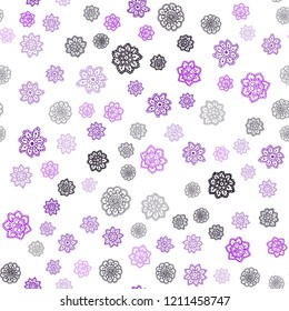 Dark Purple vector seamless cover with beautiful snowflakes. Snow on blurred abstract background with gradient. Design for textile, fabric, wallpapers.
