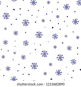 Dark Purple vector seamless cover with beautiful snowflakes. Colorful decorative design in xmas style with snow. Design for textile, fabric, wallpapers.