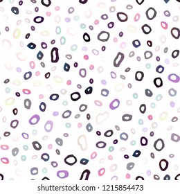 Dark Purple vector seamless cover with circles. Modern abstract illustration with colorful water drops. Pattern for design of fabric, wallpapers.