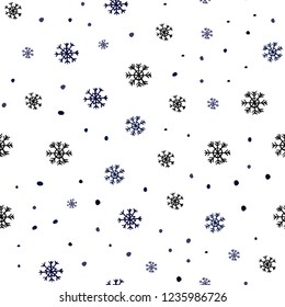 Dark Purple vector seamless cover with beautiful snowflakes. Colorful snowflakes with gradient on abstract background. Pattern for design of window blinds, curtains.