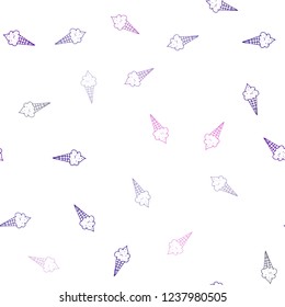 Dark Purple vector seamless cover with sundae ice-cream. Decorative illustration with ice-cream on abstract template. Design for ad, poster, banner of cafes, restaurants.