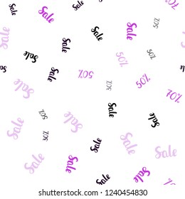 Dark Purple vector seamless cover with symbols of 30, 50, 70 % sales. Colorful set of  percentage signs in simple style. Template for season sales, shopping ads.