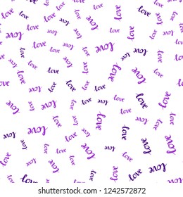 Dark Purple vector seamless cover with quote LOVE YOU. Illustration with phrase LOVE YOU for valentine's day. Texture for window blinds, curtains.