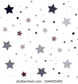 Dark Purple vector seamless cover with small and big stars. Shining colored illustration with stars. The pattern can be used for wrapping gifts.
