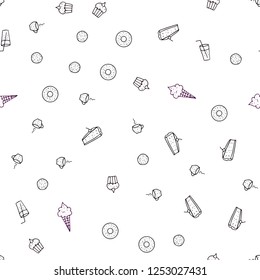 Dark Purple vector seamless cover with cuisine gourmet. Beautiful colored illustration with food in doodle style. Pattern for menu of cafes, bars, restaurants.