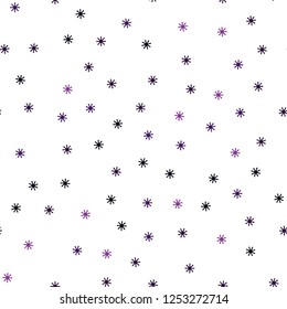 Dark Purple vector seamless cover with beautiful snowflakes. Glitter abstract illustration with crystals of ice. Pattern for design of fabric, wallpapers.