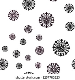 Dark Purple vector seamless cover with beautiful snowflakes. Snow on blurred abstract background with gradient. Pattern for design of window blinds, curtains.