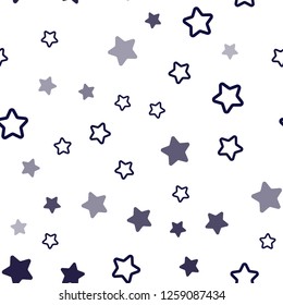 Dark Purple vector seamless cover with small and big stars. Blurred decorative design in simple style with stars. Pattern for design of fabric, wallpapers.