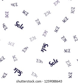 Dark Purple vector seamless cover with symbols of 30, 40, 50 % sales. Illustration with signs of sales on abstract template. Backdrop for super sales on Black Friday.