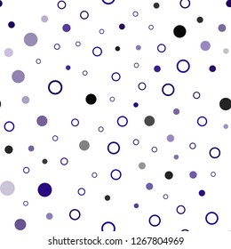 Dark Purple vector seamless cover with spots. Blurred bubbles on abstract background with colorful gradient. Pattern for design of window blinds, curtains.