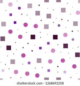 Dark Purple vector seamless cover with circles, cubes. Colorful gradient with circles, rectangles on abstract backdrop. Template for business cards, websites.