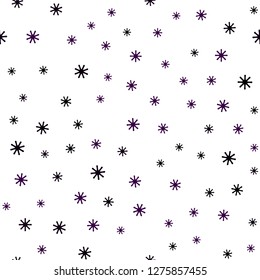 Dark Purple vector seamless cover with beautiful snowflakes. Colorful decorative design in xmas style with snow. Design for textile, fabric, wallpapers.