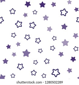 Dark Purple vector seamless cover with small and big stars. Modern geometrical abstract illustration with stars. Design for wallpaper, fabric makers.