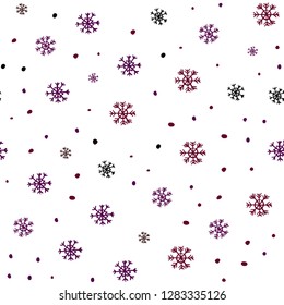 Dark Purple vector seamless cover with beautiful snowflakes. Shining colorful illustration with snow on abstract template. Pattern for trendy fabric, wallpapers.