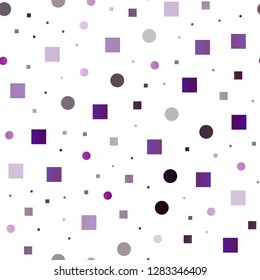 Dark Purple vector seamless cover with circles, cubes. Abstract backdrop with colorful circles, rectangles. Trendy design for wallpaper, fabric makers.