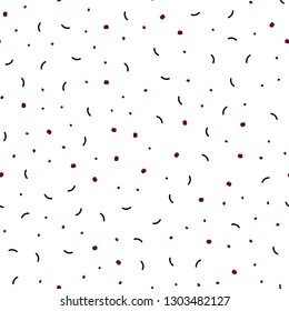 Dark Purple vector seamless cover with spots, lines. Abstract illustration with colorful discs and triangles. Trendy design for wallpaper, fabric makers.