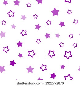 Dark Purple vector seamless cover with small and big stars. Modern geometrical abstract illustration with stars. Template for business cards, websites.