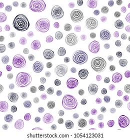 Dark Purple vector seamless doodle bright pattern. Shining colored illustration with flowers in doodle style. Hand painted design for web, wrapping, wallpaper.