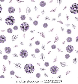 Dark Purple vector seamless doodle background with leaves and flowers. An elegant bright illustration with leaves and flowers. The best blurred design for your business.