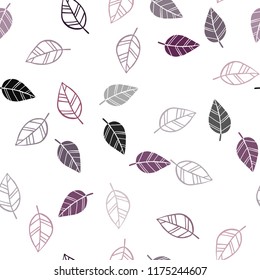 Dark Purple vector seamless doodle background with leaves. leaves on elegant natural pattern with gradient. Pattern for design of fabric, wallpapers.