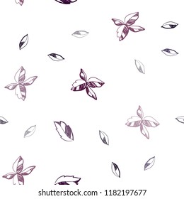 Dark Purple vector seamless doodle background with leaves. Brand new colored illustration in blurry style with leaves. Pattern for design of window blinds, curtains.