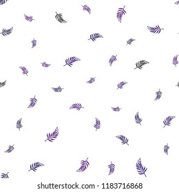 Dark Purple vector seamless doodle pattern with leaves. Blurred decorative design in Indian style with leaves. Pattern for trendy fabric, wallpapers.