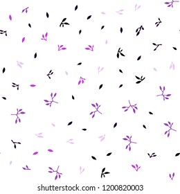 Dark Purple vector seamless doodle layout with leaves. An elegant bright illustration with leaves in Natural style. Template for business cards, websites.