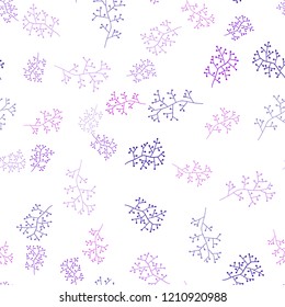 Dark Purple vector seamless doodle background with branches. Decorative design in Indian style on white background. Design for wallpaper, fabric makers.