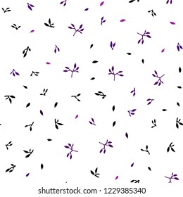 Dark Purple vector seamless doodle pattern with leaves. Creative illustration in blurred style with leaves. Pattern for design of window blinds, curtains.