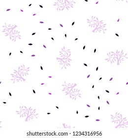 Dark Purple vector seamless doodle pattern with leaves, branches. Colorful illustration in doodle style with leaves, branches. Template for business cards, websites.