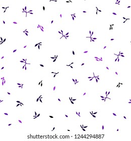Dark Purple vector seamless doodle backdrop with leaves. An elegant bright illustration with leaves in Natural style. Pattern for design of fabric, wallpapers.