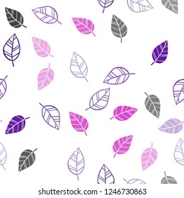Dark Purple vector seamless doodle template with leaves. Decorative illustration with doodles on abstract template. Pattern for trendy fabric, wallpapers.