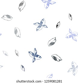 Dark Purple vector seamless doodle background with leaves. Shining colored illustration with leaves in doodle style. Pattern for trendy fabric, wallpapers.