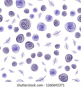 Dark Purple vector seamless doodle layout with leaves and flowers. Glitter abstract illustration with leaves and flowers. Texture for window blinds, curtains.